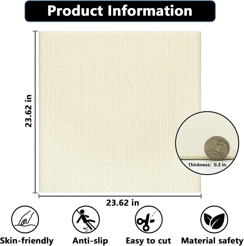 WAPANE Carpet Tiles Peel and Stick, Squares Carpet Floor Tile 24” x 24”, Soft Padded Carpet Tiles, Self Adhesive Carpet 10PC Tiles Per Box 40Sq Ft for Home Living Room Bedroom Office, Off-White - Image 4